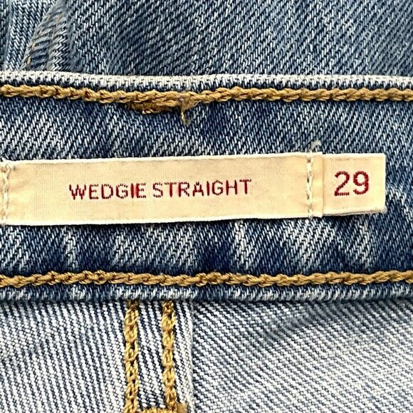 Levis Jeans Women‎ 29 Wedgie Straight Blue Raw Hem Premium Denim - Picture 3 of 14